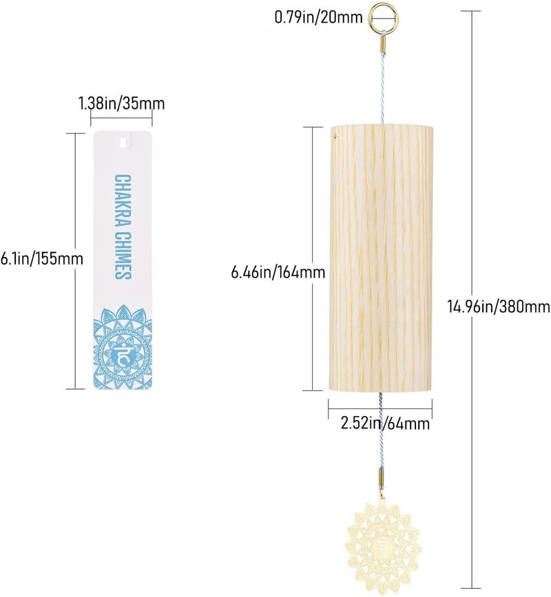 Mowind Chakra Chimes Natural Bamboo Wind Chimes Meditation Chord Windchime Wind Bell for Home Decoration Zen Mindfulness Throat Chakra - Image 2